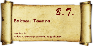 Baksay Tamara névjegykártya